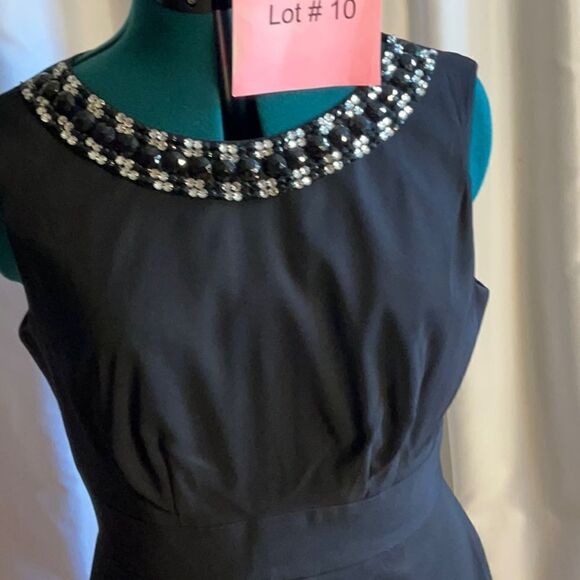Black sleeveless dress with jeweled neckline in size 10 by CONNECTED APPAREL - Picture 4 of 12